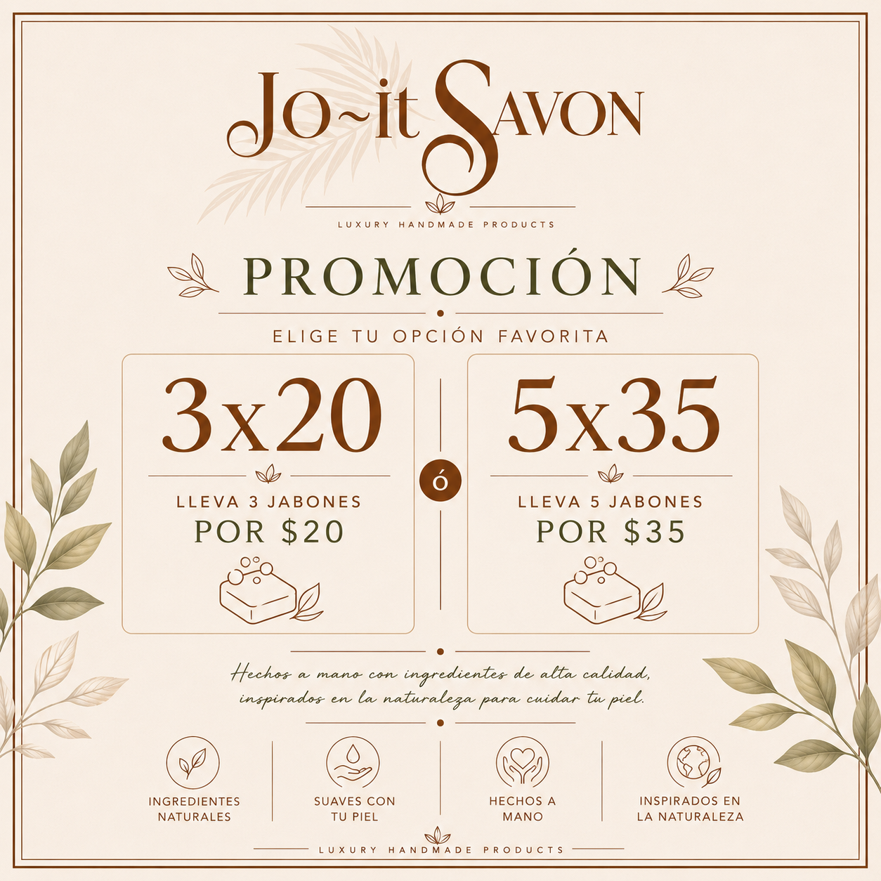 3 jabones x $20
